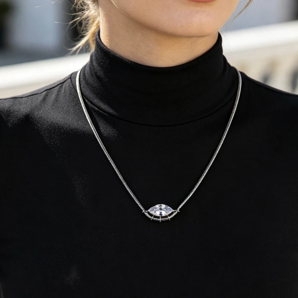 2026 New Fashion Drop Shaped CZ Spiral Snake Chain Necklace For Women Party Special Trendy Jewelry