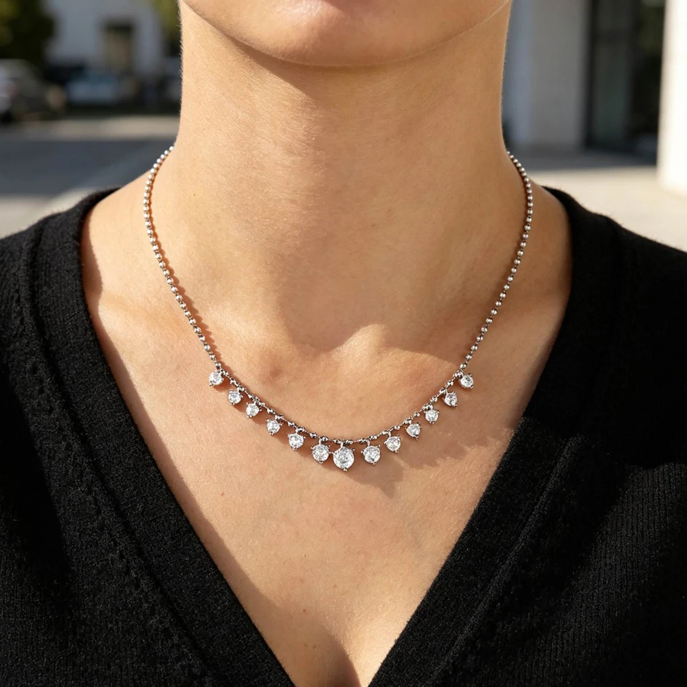 2026 New Fashion Drop Shaped CZ Spiral Snake Chain Necklace For Women Party Special Trendy Jewelry