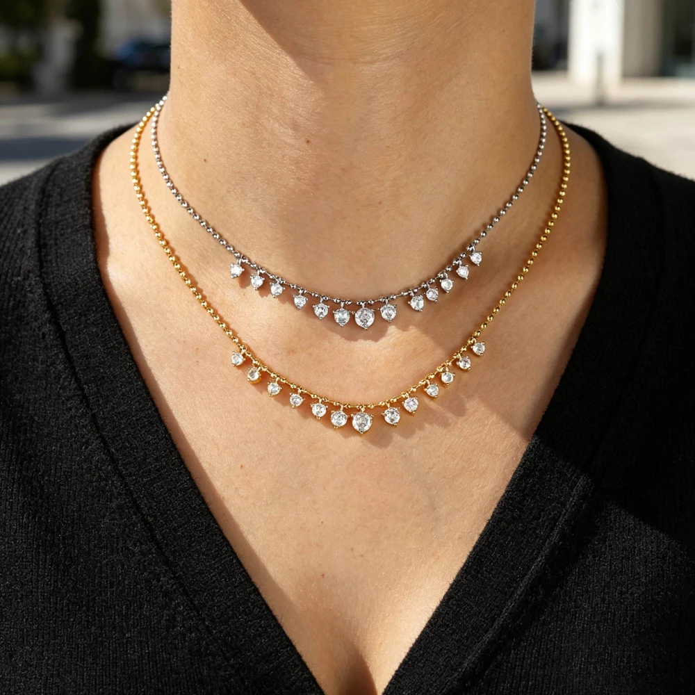 2026 New Fashion Drop Shaped CZ Spiral Snake Chain Necklace For Women Party Special Trendy Jewelry