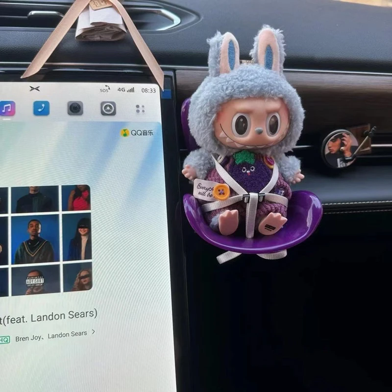 15-17cm doll Seat Labubu Carseat Safety Seat Cute doll Air Outlet Aromatherapy Decoration High-Grade Car Interior Decoration
