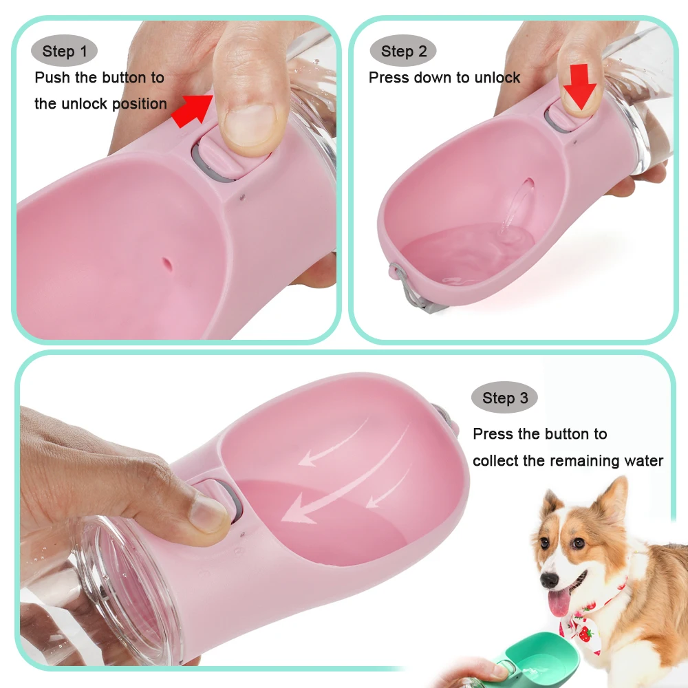 Pet Dog Water Bottle 350/550ml Portable Drinking Bowls For Small Big Dogs Water Dispenser Travel Leakproof Puppy Feeder Supplies