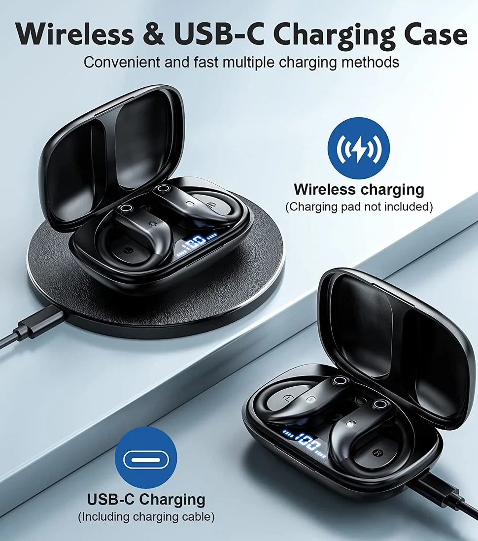 Bluetooth Earphones Wireless Earbuds with Wireless Charging Case Stereo Sound Headphones Built-in Mic In-Ear Headsets Deep Bass