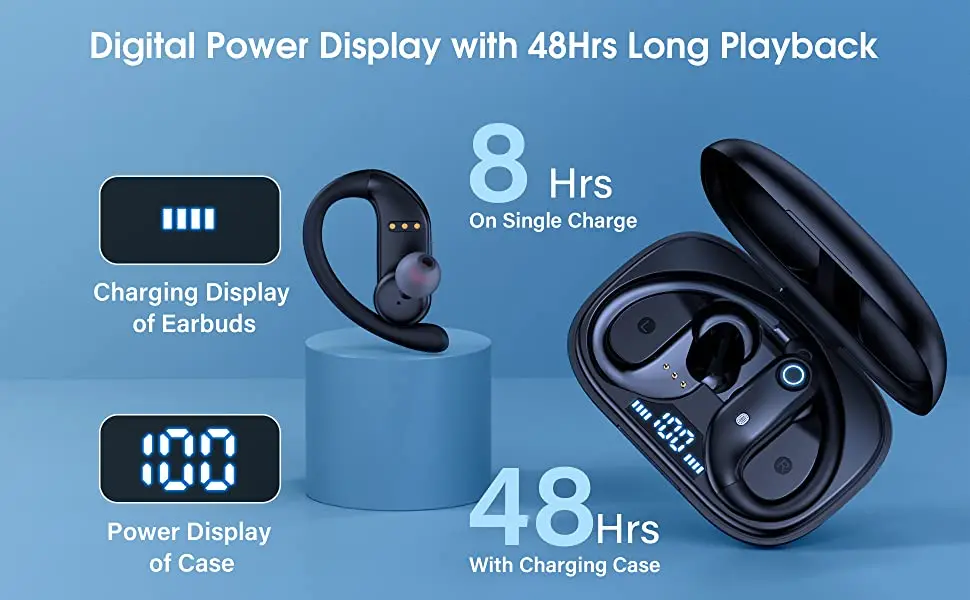 Bluetooth Earphones Wireless Earbuds with Wireless Charging Case Stereo Sound Headphones Built-in Mic In-Ear Headsets Deep Bass