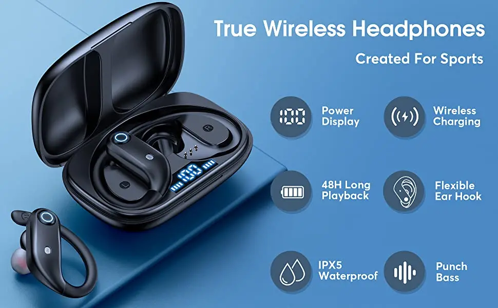 Bluetooth Earphones Wireless Earbuds with Wireless Charging Case Stereo Sound Headphones Built-in Mic In-Ear Headsets Deep Bass