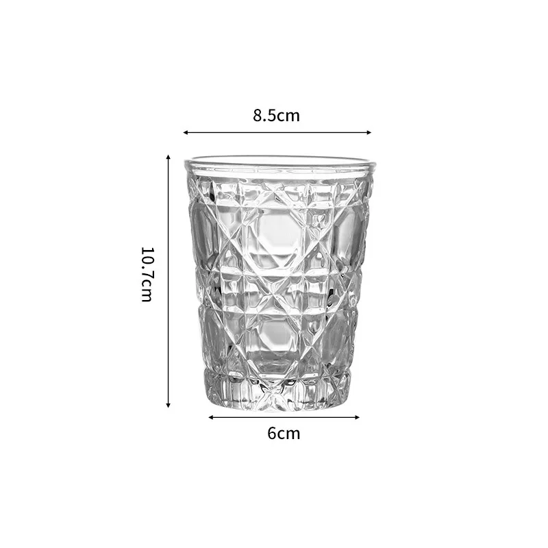 2pcs 310ml Vintage Diamond Patterned Western Wine Glass Cold Drink Water Coffee Cups Household Whiskey Beer Brandy Liquor Mugs