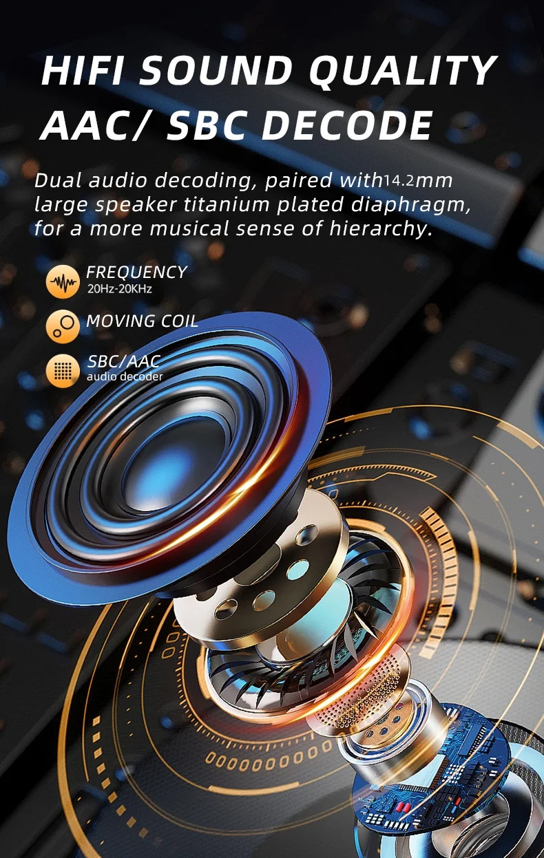 Sports Bluetooth Earphones Waterproof Wireless Headphones 75hrs Music with ENC Noise Cancellation Mic Soft Earhook TWS Earbuds