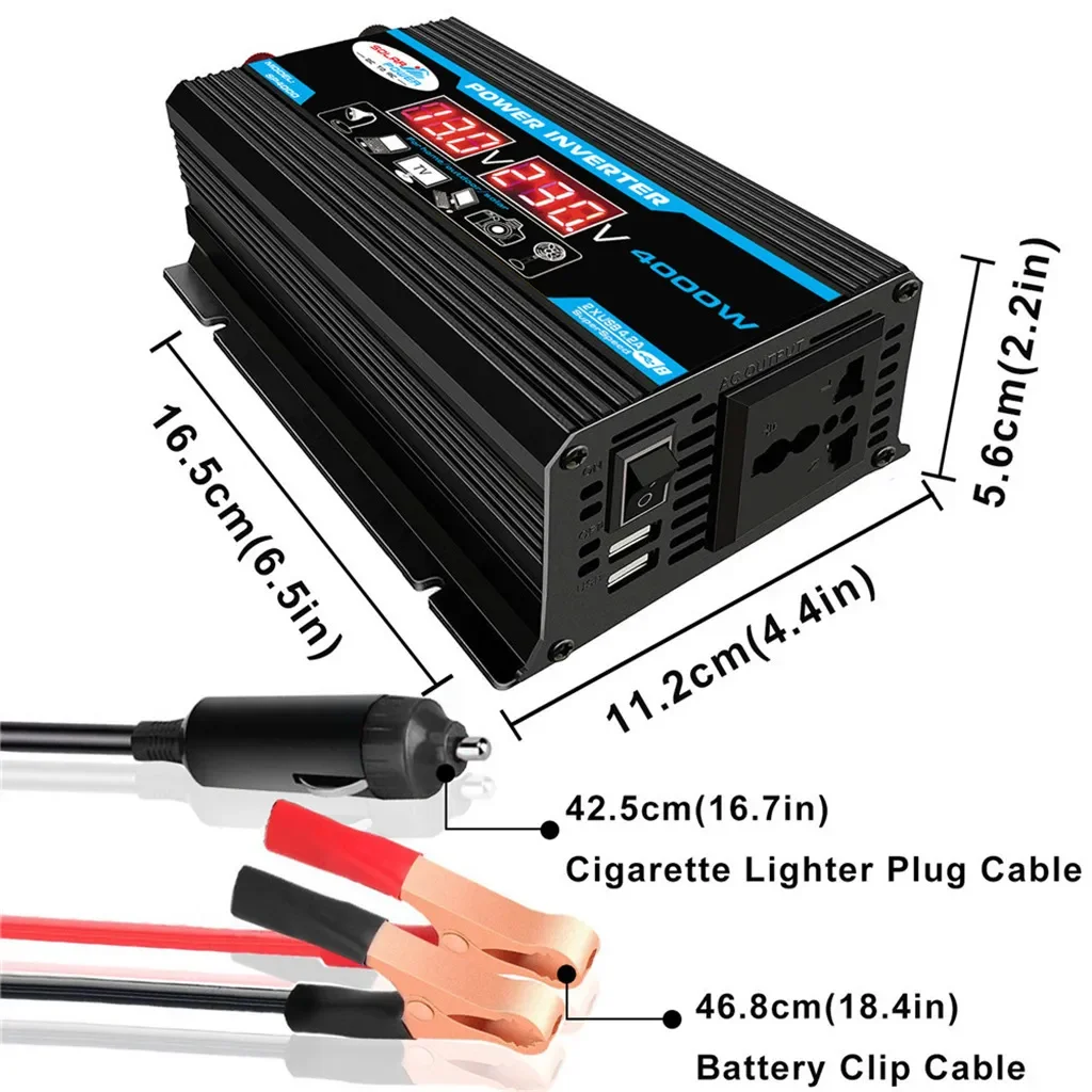 4000W Solar Inverter Kit Complete 12V to 110V/220V Solar Panel System 12V Solar Panel Battery Charge Controller Power Generation