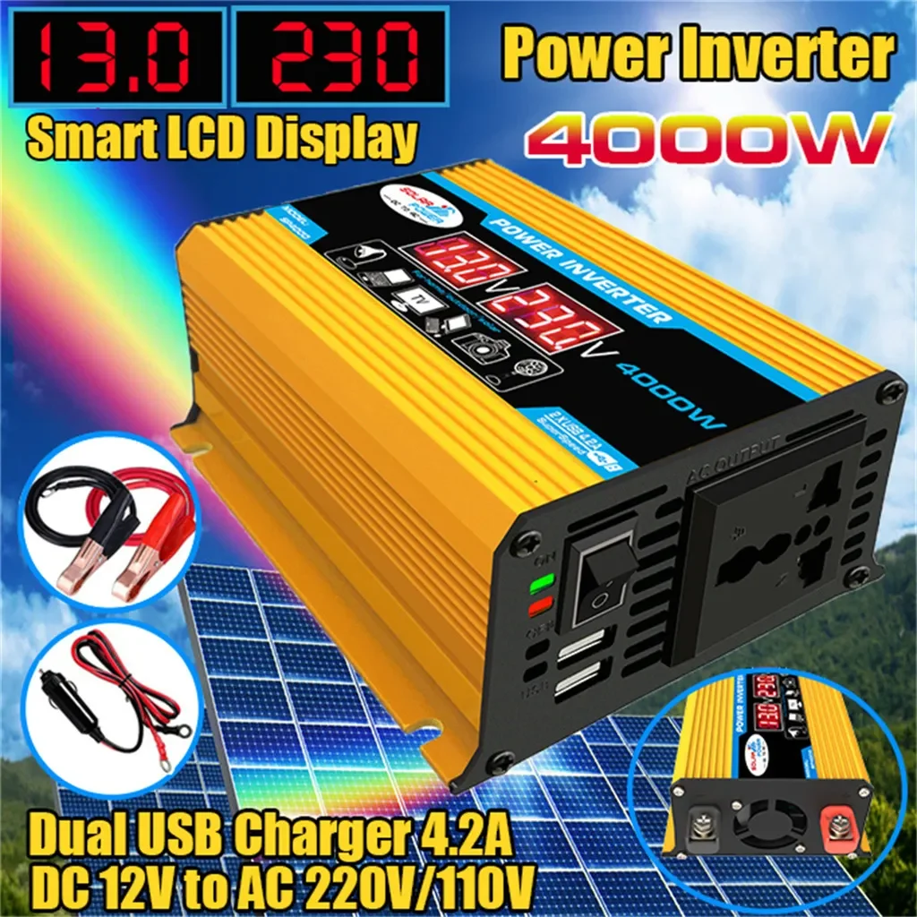 4000W Solar Inverter Kit Complete 12V to 110V/220V Solar Panel System 12V Solar Panel Battery Charge Controller Power Generation