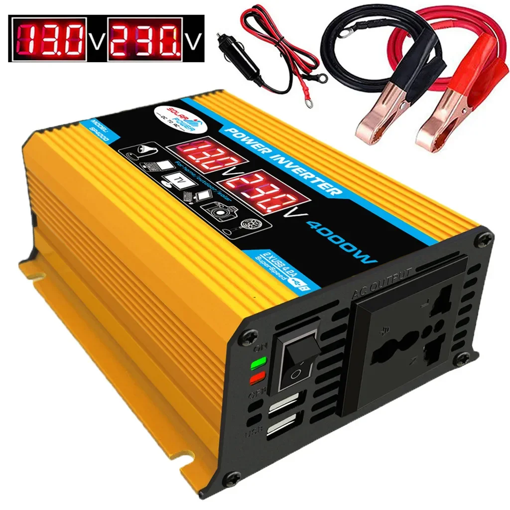 4000W Solar Inverter Kit Complete 12V to 110V/220V Solar Panel System 12V Solar Panel Battery Charge Controller Power Generation