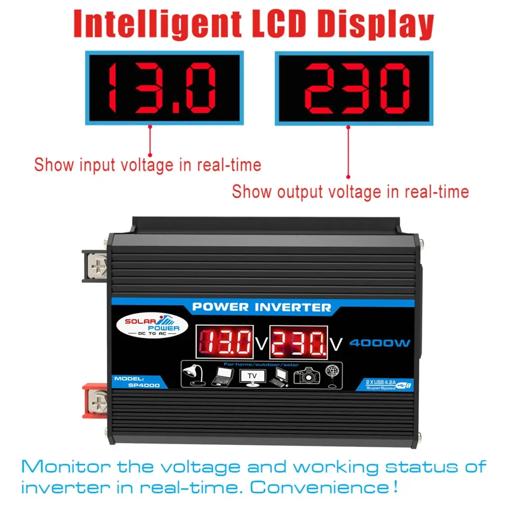 4000W Solar Inverter Kit Complete 12V to 110V/220V Solar Panel System 12V Solar Panel Battery Charge Controller Power Generation