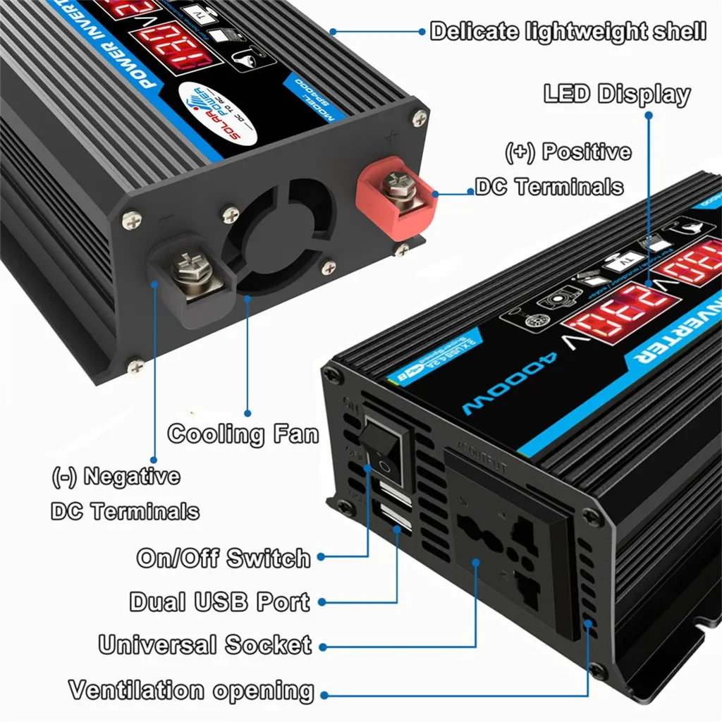 4000W Solar Inverter Kit Complete 12V to 110V/220V Solar Panel System 12V Solar Panel Battery Charge Controller Power Generation