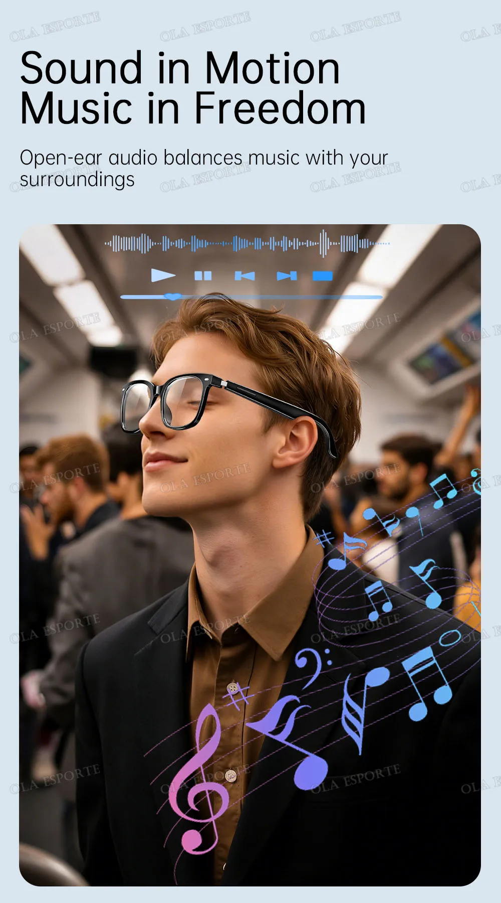 2026 New AI Smart Glasses Photochromic Lenses Bluetooth Call Noise Reduction Music Headphone Microphone Sunglasses for Men Women