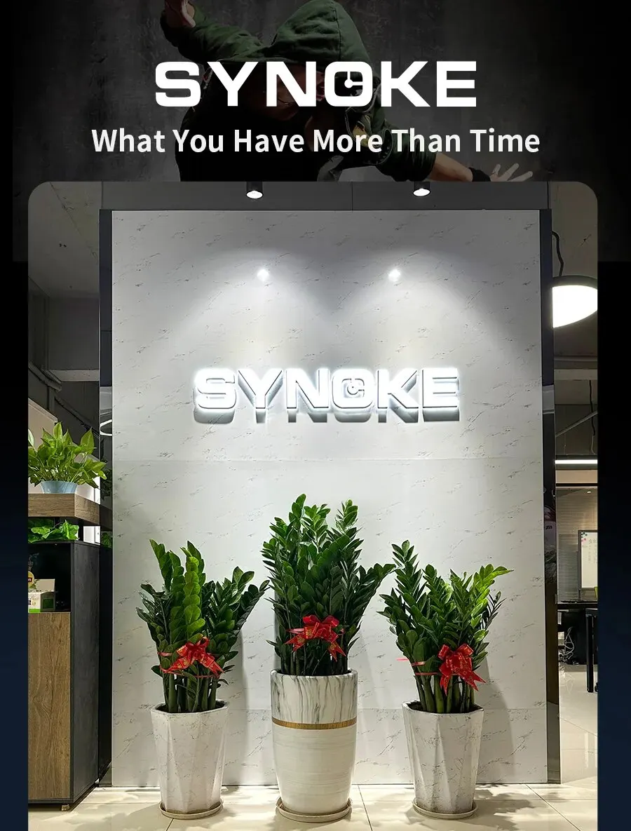 SYNOKE Digital Watch Men Sports Electronic Watch Waterproof Night Glow Large Screen Square Student Watch Outdoor Running Camping
