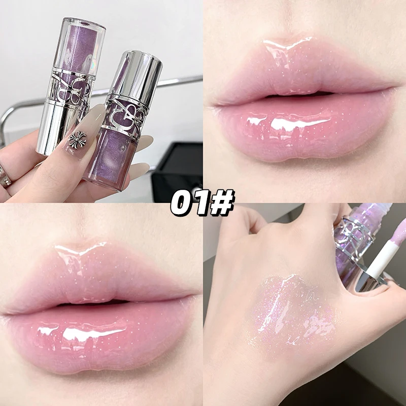 Gege Bear Glittering Mirror Lip Glaze, Watery Shimmering Light Lip Gloss Makeup 8 Colors, Hydrating Moisturizing, Long Lasting