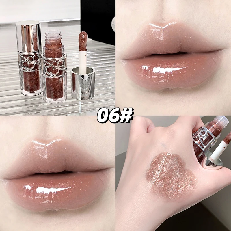 Gege Bear Glittering Mirror Lip Glaze, Watery Shimmering Light Lip Gloss Makeup 8 Colors, Hydrating Moisturizing, Long Lasting