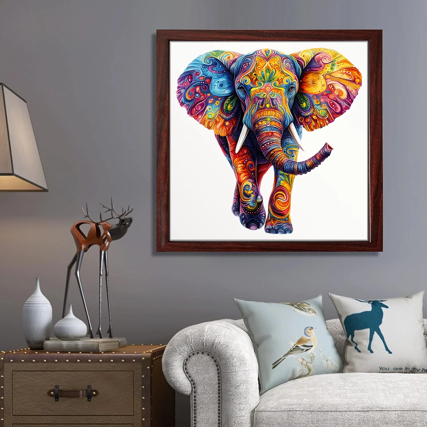 Colorful Elephant Wooden Puzzles for Adults – Irregular Animal-Shaped Brain Teasers with Decorative Art Design – Unique Party Ga