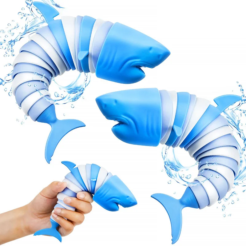 3D Articulated Shark Stress Reliever Hand Toy,Sensory Fidget Toy For Adults And Kids,Pressure Relief And Anti-Anxiety Desk Toy