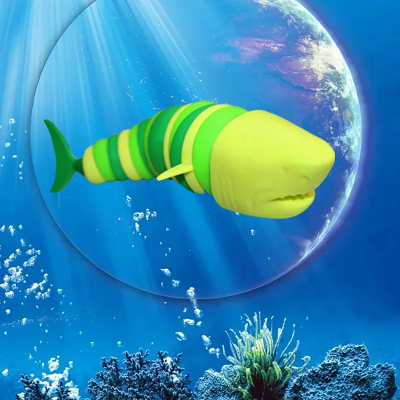 3D Articulated Shark Stress Reliever Hand Toy,Sensory Fidget Toy For Adults And Kids,Pressure Relief And Anti-Anxiety Desk Toy