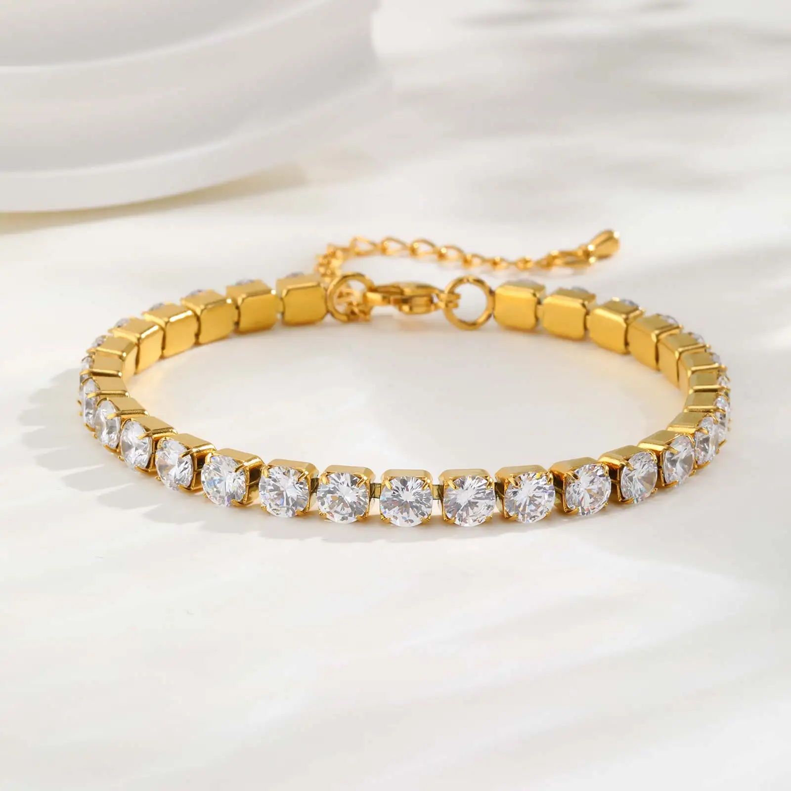 2/3/4/5MM Luxury Zircon Tennis Chain Bracelet for Women, Stainless Steel Bracelet Zircon Chain Bracelets, Dainty Jewelry Gift