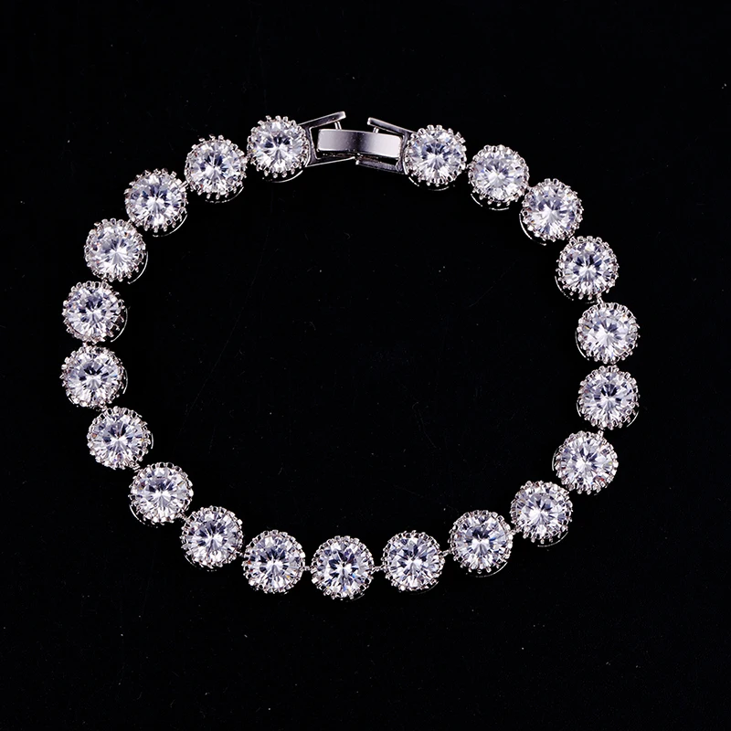 ZAKOL Luxury Geometric Water Drop Zirconia Bracelets for Elegant Women Full Crystal Charm Bracelet Bridal Wedding Jewelry
