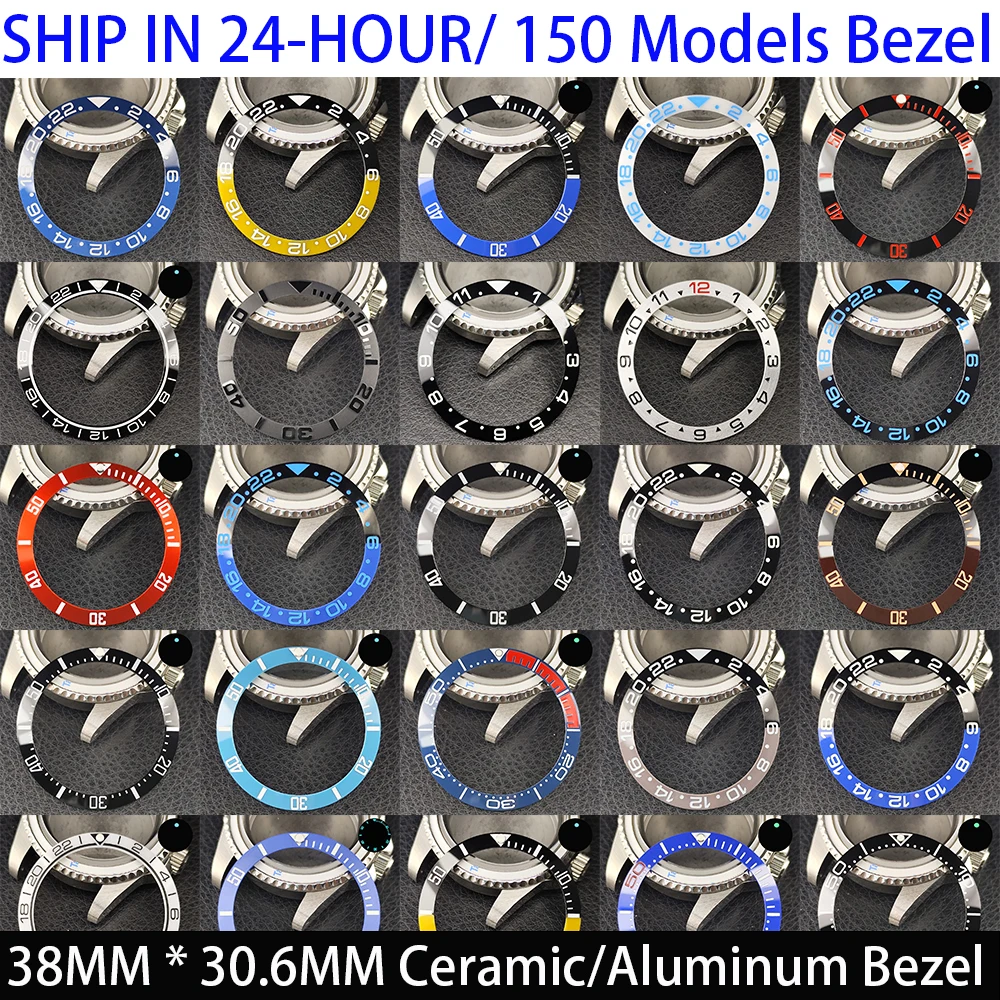 Sloping 38mm * 30.6mm Ceramic/Aluminum Bezel GMT and Diving Watch Insert Fits for 40mm Men's Watch Case Bezel Replacement Insert