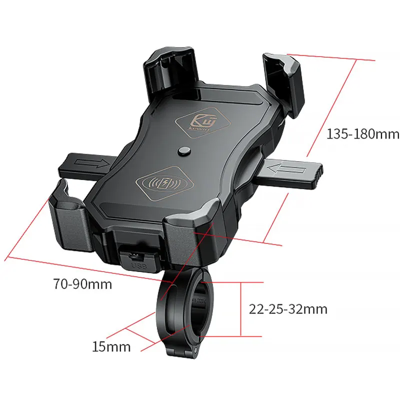 2022 Upgraded Motorcycle Phone Holder 15W Wireless Charger USB QC3.0 Fast Charging Bike Smartphone Stand 360 Cellphone Support