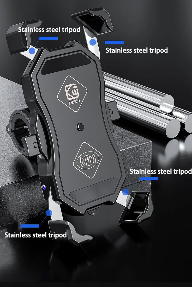 2022 Upgraded Motorcycle Phone Holder 15W Wireless Charger USB QC3.0 Fast Charging Bike Smartphone Stand 360 Cellphone Support