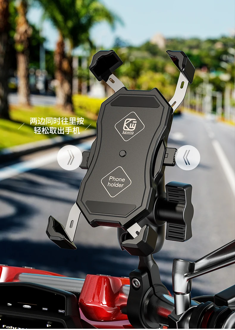 2022 Upgraded Motorcycle Phone Holder 15W Wireless Charger USB QC3.0 Fast Charging Bike Smartphone Stand 360 Cellphone Support