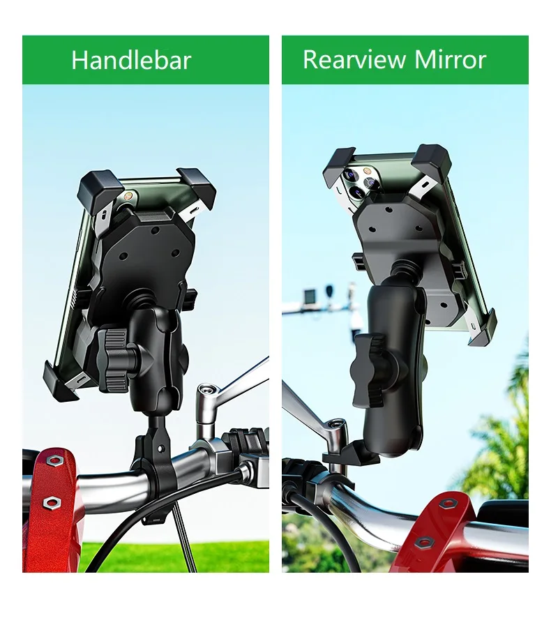 2022 Upgraded Motorcycle Phone Holder 15W Wireless Charger USB QC3.0 Fast Charging Bike Smartphone Stand 360 Cellphone Support