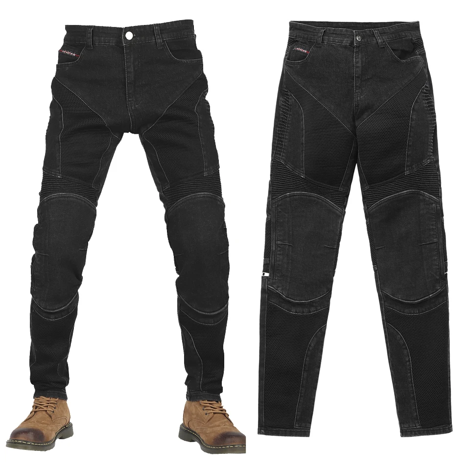 Kevlar Motorcycle Jeans Men Summer Riding Pants Blue Dirt Bike Trousers Abrasion Resistant Mesh Ventilation Durable