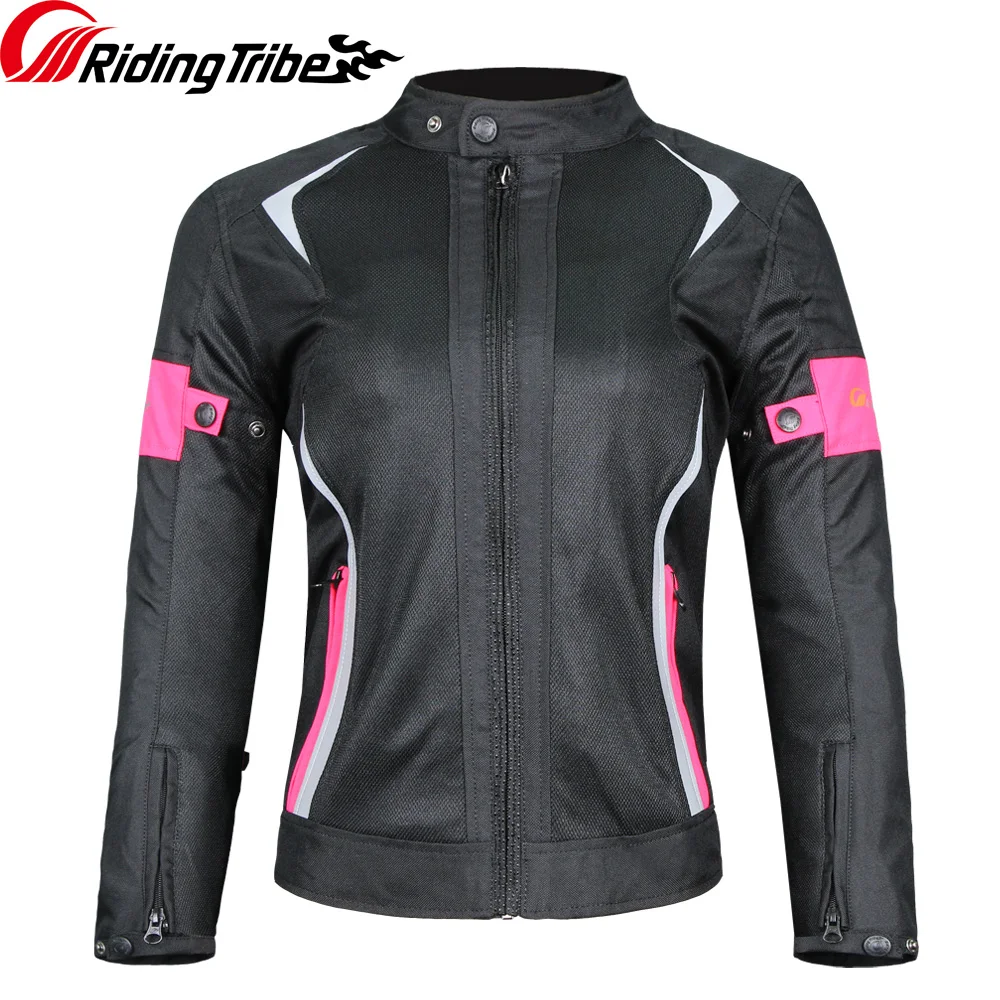 Woman Lady Girl Motorcycle Jacket Summer Breathable Motorbike Armor Coat with 5pcs Protective Pads and Waterproof Liner JK-52