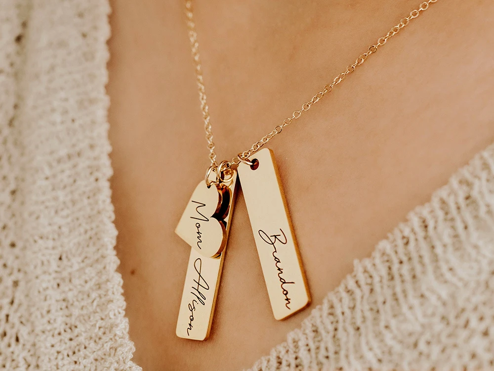 Custom Engraved Necklace Personalized Best Friend Gifts for Women Mama With Kids Names for Mom Mothers Handmade Jewelry