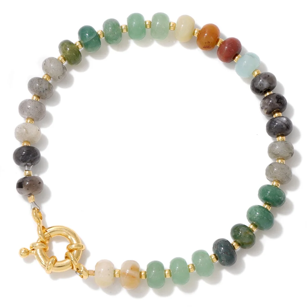 Natural Stone Rondelle Beads Bracelet Lapis Lazuli Labradorite Quartzs Bracelets For Men Women Handmade Bangles Jewelry Gift