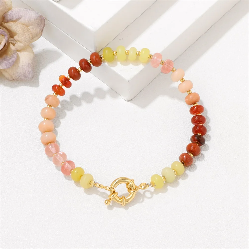 Natural Stone Rondelle Beads Bracelet Lapis Lazuli Labradorite Quartzs Bracelets For Men Women Handmade Bangles Jewelry Gift