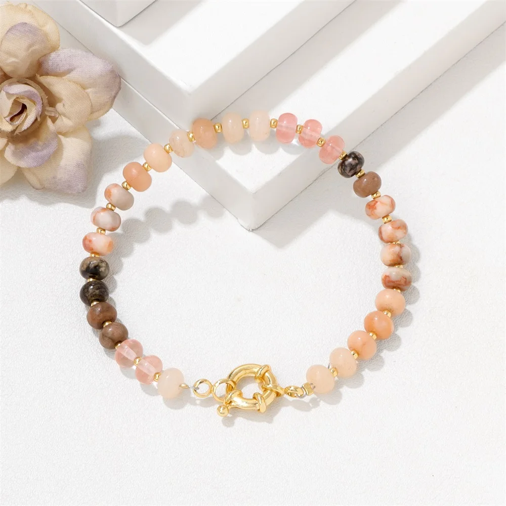 Natural Stone Rondelle Beads Bracelet Lapis Lazuli Labradorite Quartzs Bracelets For Men Women Handmade Bangles Jewelry Gift