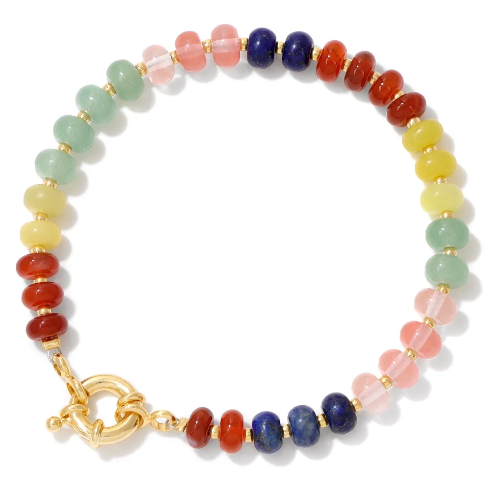 Natural Stone Rondelle Beads Bracelet Lapis Lazuli Labradorite Quartzs Bracelets For Men Women Handmade Bangles Jewelry Gift
