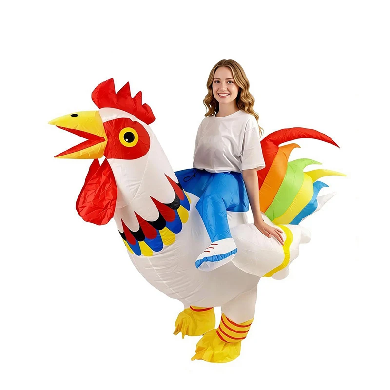 Adult Colorful Rooster ET Alien Inflatable Costumes Funny Fancy Animal Outfits Halloween Carnival Performance Wear for Man Woman