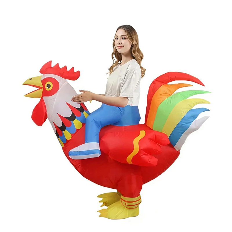 Adult Colorful Rooster ET Alien Inflatable Costumes Funny Fancy Animal Outfits Halloween Carnival Performance Wear for Man Woman