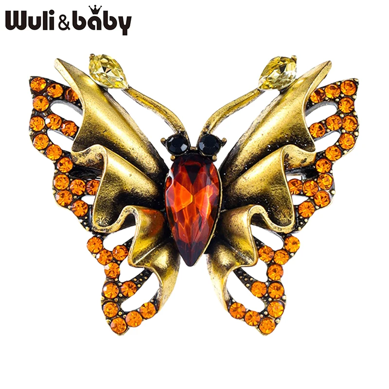 Wuli&baby Vintage Butterfly Brooches For Women Unisex Gothic Elegant Insects Party Office Brooch Pin Gifts