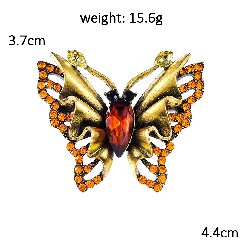 Wuli&baby Vintage Butterfly Brooches For Women Unisex Gothic Elegant Insects Party Office Brooch Pin Gifts