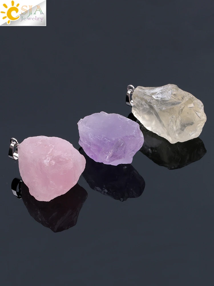 Rock Crystal Necklace Butterfly Necklaces Natural Stone Amethysts Clear Quartz Tiger Eye Pendants Stainless Steel Chain H158
