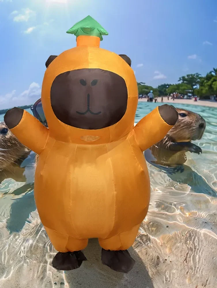 New Arrival Cartoon Animal Inflatable Costumes 2026 Capybara Inflatable Outfits Cute Animal Blow Up Clothing Party Beach Props