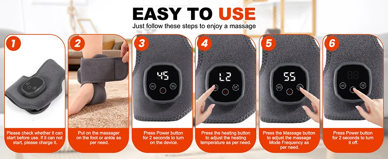 2026 New Electric Cordless Ankle Massager Hot Compress Ankle Foot Brace Wrap Warmer Wrist Tenosynovitis Vibration Relaxation