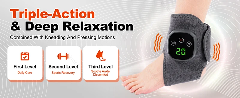 2026 New Electric Cordless Ankle Massager Hot Compress Ankle Foot Brace Wrap Warmer Wrist Tenosynovitis Vibration Relaxation