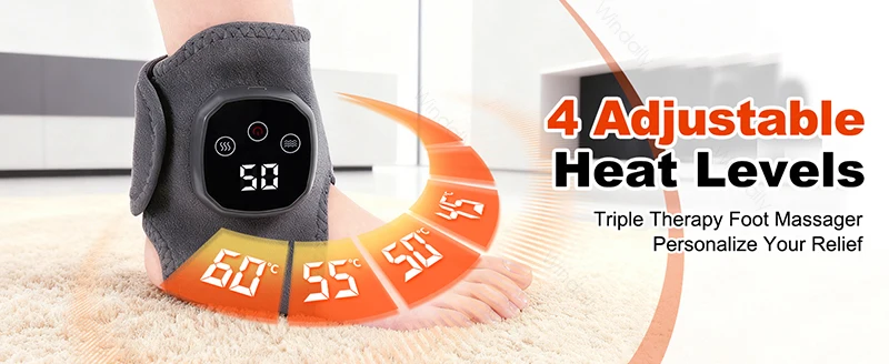 2026 New Electric Cordless Ankle Massager Hot Compress Ankle Foot Brace Wrap Warmer Wrist Tenosynovitis Vibration Relaxation