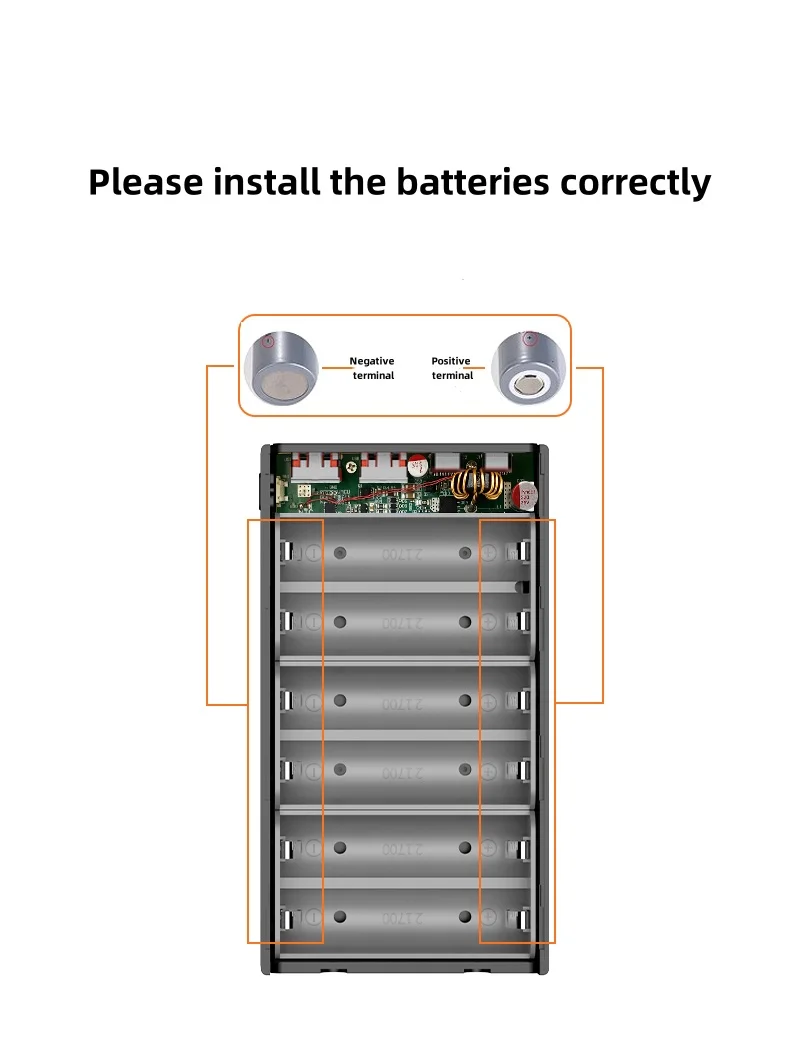 PD100W Fast Charging Power Bank DIY Kit 20V 5A 6x 21700 Battery Pack Portable Customizable No Soldering Easy Assemble