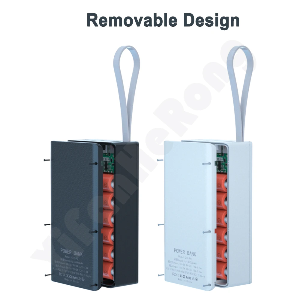 12*18650 Battery Power Bank Case Charger Box Holder Dual USB LCD Display Support Quick & Wireless Charger Battery Shell Storage