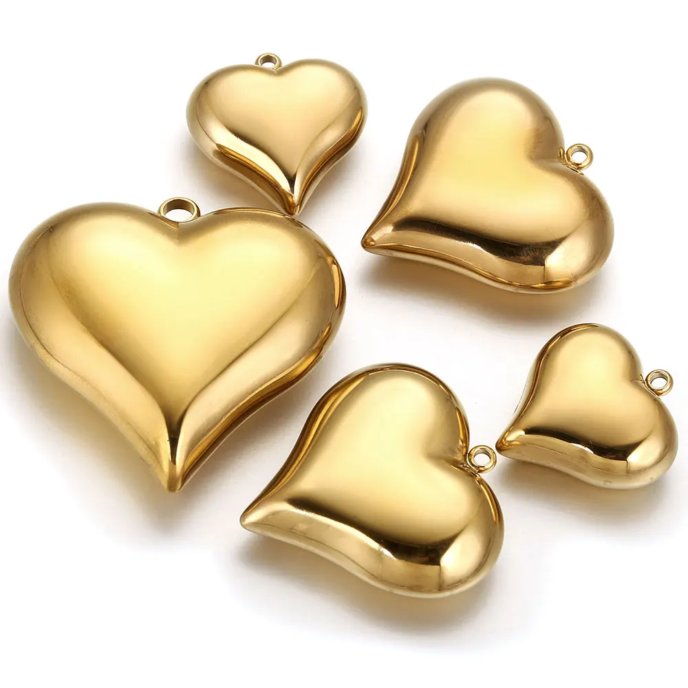2pcs 45MM Stainless Steel Large Heart Charms PVD Gold Plated Metal Earring Necklace Bracelet Jewelry Making Findings Accessories