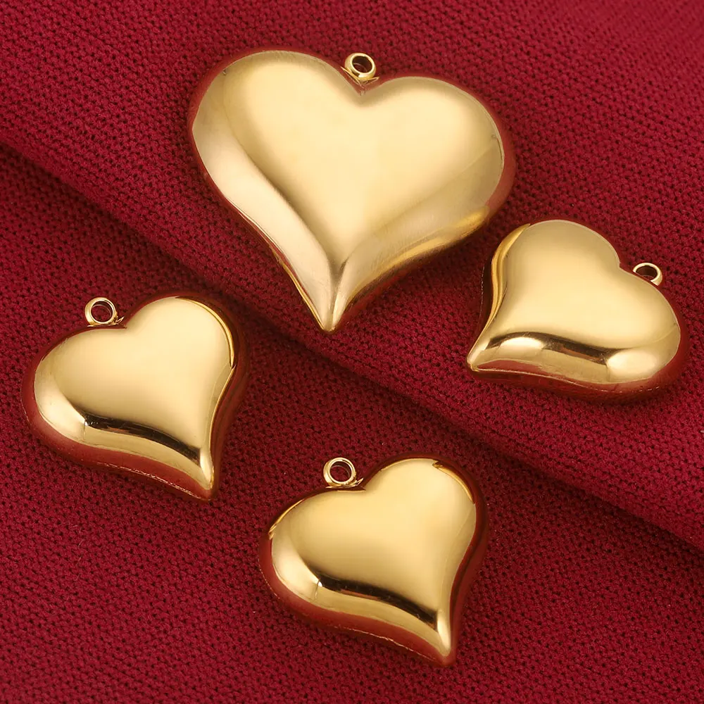 2pcs 45MM Stainless Steel Large Heart Charms PVD Gold Plated Metal Earring Necklace Bracelet Jewelry Making Findings Accessories