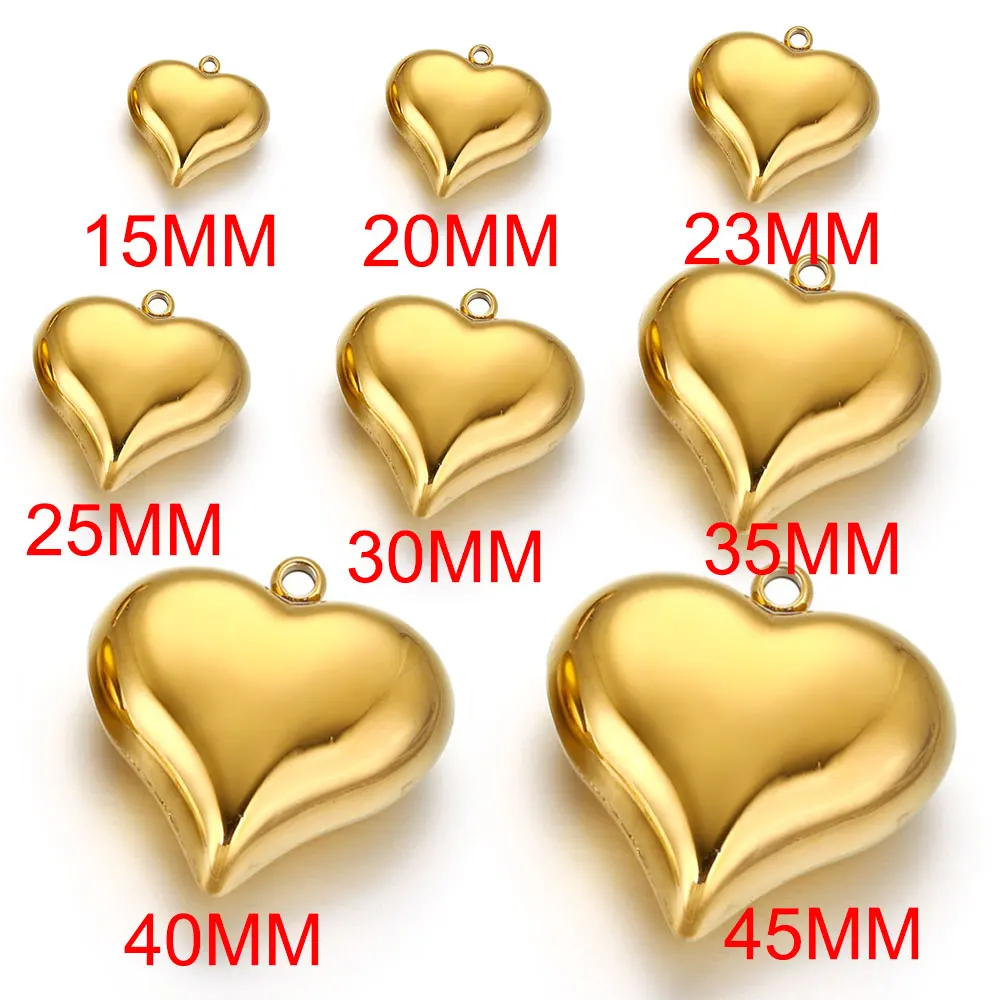 2pcs 45MM Stainless Steel Large Heart Charms PVD Gold Plated Metal Earring Necklace Bracelet Jewelry Making Findings Accessories